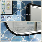 22x36 Inch LED Bathroom Mirror, Adjustable 3000K/4500K/6000K, Irregular Black Frame Lighted Bathroom Vanity Mirror with Lights, Stepless Dimmable, Anti-Fog, Wall Mounted
