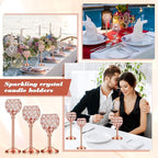 Qunclay 18 Pieces Crystal Candle Holders Bulk Candle Stick Holder Centerpieces for Table Wedding Centerpieces Crystal Decorative Tealight Dining Table Decor for Party(Rose Gold)
