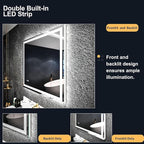 LED Bathroom Mirror 55"x 36",Front Lit and Backlit Bathroom Mirror with Lights,Stepless Dimmable,Anti-Fog, Shatter-Proof, Memory, 3 Colors Lighted Vanity Mirror (Horizontal/Vertical)