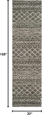 SAFAVIEH Arizona Shag Collection Runner - 2'6" x 14', Brown & Ivory, Moroccan Design, Non-Shedding & Easy Care, 1.6-inch Thick, Ideal for The Living Room, Dining, Bedroom (ASG741B)