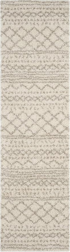 SAFAVIEH Arizona Shag Collection Runner Rug - 2'6" x 14', Ivory & Beige, Moroccan Design, Non-Shedding & Easy Care, 1.6-inch Thick Ideal for High Traffic Areas in Living Room, Bedroom (ASG741A)