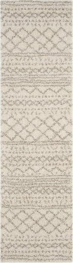 SAFAVIEH Arizona Shag Collection Runner Rug - 2'3" x 18', Ivory & Beige, Moroccan Design, Non-Shedding & Easy Care, 1.6-inch Thick Ideal for High Traffic Areas in Living Room, Bedroom (ASG741A)