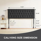 Tufted Upholstered Headboard California King Size, Solid Wood Head Board with Durable Metal Legs, Adjustable Height Bed headboard from 37” to 51” Fabric Headboard in Button Design, Black