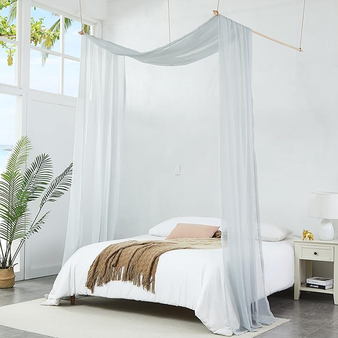 Warm Home Designs 24 Feet Long Grey Silver Sheer Window Scarf. These XXL Length Valance Scarves 54 X 288 Inches in Size. Great as Bed Canopy or Wedding Arch Draping Fabric. AM Silver 288"