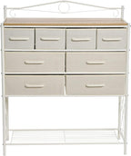Household Essentials Victorian Style 8-Drawer and Bottom Shoe Shelf Storage Organizer Unit, White and Coastal Oak Color