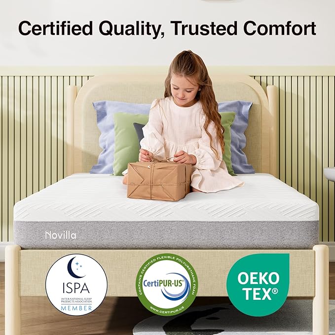 Novilla Mattress Twin, 8-Inch Gel Memory Foam Mattress for Pressure Relief, Enhanced Support & Plush Comfort, Twin Bed in a Box, Bliss