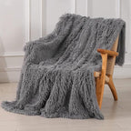 Tuddrom Decorative Extra Soft Faux Fur Throw Blanket 70" x 78",Solid Fuzzy Reversible Fluffy Cozy Plush Mink Fleece Comfy Microfiber Blanket for Couch Sofa Bed, Grey