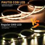 PAUTIX COB LED Strip Light 5V USB 6.56ft/2m 640LEDs 1200lm Dimmable LED Strip Light 3000K Warm White CRI90+ USB TV Backlight,Flexible Under Cabinet Tape Light for Bedroom,Kitchen,Home DIY Lighting