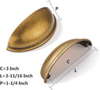 khtumeware 10 Pack 3" Antique Brass Drawer Pulls Cabinet Cup Pulls Vintage Kitchen Hardware Cabinet Handles Drawer Handles Knobs 3 inch Hole Center