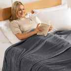 Exclusivo Mezcla Fleece Bed Blanket Twin Size, Super Soft and Warm Blankets for Couch, Sofa and Bed Waffle Textured, Cozy, Fuzzy and Lightweight (Dark Grey, 60x80 inches)