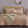Monbix Twin XL Size Comforter Set - Extra Long 5 Pieces Dorm Bedding Sets, Quilting Design Fluffy Bed in a Bag Twin XL with Sheets, Pillowcase & Sham(Rust Pink)