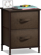 Sorbus Nightstand with 2 Drawers - Bedside Furniture End Table Night Stand with Steel Frame, Wood Top & Easy Pull Fabric Bins - Small Dresser & Chest for Home, Bedroom Accessories & Office