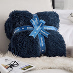 Bedsure GentleSoft Fuzzy Faux Fur Twin Blanket, Navy Blue Cozy Gifts for Men, Soft Sherpa Fleece Plush Warm Minky Thick Blanket Twin Size for Bed, Navy Dorm Decor Blue Gifts for Boys, 60x80