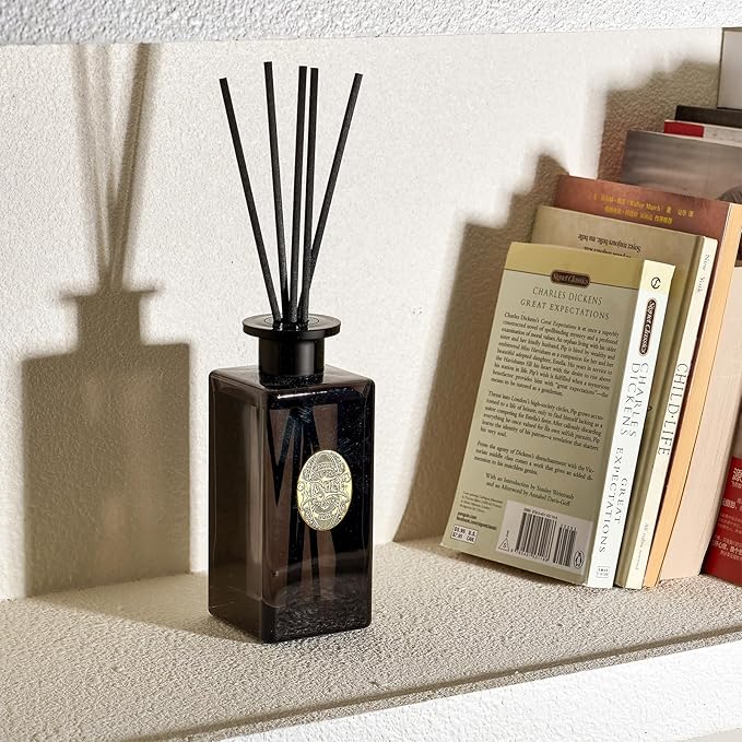 M&SENSE 10.14 oz Large Reed Diffuser Set | Oud Wood Scent Oil Diffuser with Sticks | Hotel Collection Non-Toxic Essential Oil |for Bedroom Bathroom Living Room