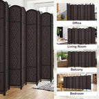 Rose Home Fashion 6 ft Tall Room Divider, Room Dividers and Folding Privacy Screens, 15.7in Privacy Screen 8 Panel Partition Temporary Wall Separation for Private, Dark Coffee