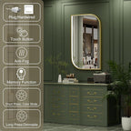 22x36 Inch Gold LED Mirror for Bathroom with Lights, Adjustable 3000K/4500K/6000K, Irregular Frame Lighted Bathroom Vanity Mirror, Stepless Dimmable, Anti-Fog, Wall Mounted