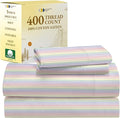 California Design Den Printed Twin XL Sheet Sets - 400 Thread Count Sateen, Natural 100% Cotton Sheets, Deep Pockets, Cooling and Durable Bedding Set - Rainbow Striped