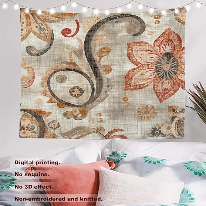 Batmerry Artistic Soft Hues Tapestry, Vintage Inspired Ative Art Wall Art Hanging Decoration Polyester Fiber White Ruffled Around for Dorm Room Bedroom Living Room, 51.2x59.1 inches