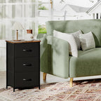 Somdot Dresser for Bedroom with 3 Drawers, Storage Organizer Chest of Drawers with Removable Fabric Bins for Closet Bedside Living Room Laundry Entryway Hallway, Black Rustic Brown