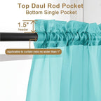 Chyhomenyc Turquoise Sheer Curtains 96 inches Long 2 Panels, Light Filtering Soft Airy Solid Elegant Voile Window Treatment Drapes for Bedroom Living Room Wedding Party Decor, 42 Wx96 L, 8FT L