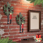 2 Set Christmas Metal Wall Candle Sconce Holder Wall Mount Candle Holder with Berry Wreath for Farmhouse Living Room Entryway Fireplace Bedroom Bathroom Decor, Only Applicable to LED Candles