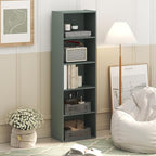 Furinno LUDER Book Shelf, 5-Tier Bookshelf, Bookcase, 9.4" x 15.8" x 52", for Living Room, Bedroom, Home Office, Sage Green