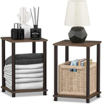 FURINNO Turn-N-Tube Haydn 2-Pack End Table, Walnut/Brown
