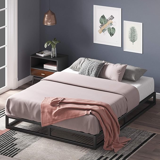 ZINUS Joseph Metal Platforma Bed Frame, Mattress Foundation, Wood Slat Support, No Box Spring Needed, Sturdy Steel Structure, Full, Black