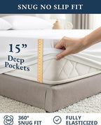 LANE LINEN 100% Organic Cotton White Twin XL Sheets Set 3-Piece Pure Percale Soft Bedding Breathable Fits Mattress Upto 15" Deep