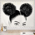 Batmerry Black Woman Afro American Tapestry, Shirt Graphic Hair Girl Beach Towel Hippie Trippy Tapestry Wall Art Meditation Decor for Bedroom Living Room Dorm, 51.2 x 59.1 Inches