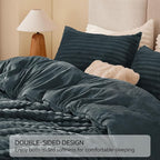 BEDELITE Fleece Queen Comforter Set -Super Soft & Warm Fluffy Dark Grey Bedding, Luxury Fuzzy Heavy Bed Set for Winter with 2 Pillow Cases