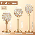 Qunclay 18 Pieces Crystal Candle Holders Bulk Candle Stick Holder Centerpieces for Table Wedding Centerpieces Crystal Decorative Tealight Dining Table Decor for Party(Gold)