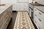 Custom Length Cut to Size Tribal Ethnic Southwestern Inspired Hallway Runner Rug, Non Slip Rubber Backed, 31 inch Wide X Customized Length, Aztec Beige, 31 inch X 10 feet