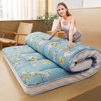 MAXYOYO Rustic Floral Korean Futon Mattress, Padded Japanese Floor Mattress Quilted Bed Mattress Topper, Extra Thick Folding Sleeping Pad Breathable Floor Lounger Guest Bed for Camping Couch, Queen