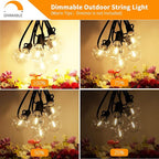 Svater Outdoor String Lights LED 25 FT, Patio Globe Lights with 13 Plastic G40 Bulbs, Waterproof Dimmable Outside Hanging Light for Backyard Bistro Cafe Porch Party Decor, 2700K Warm White