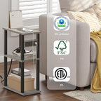 TUTOTAK Small Narrow Side Table with Charging Station, Skinny End Table for Small Spaces, Slim Nightstand with USB Ports and Outlet, Sofa Beside Table with Wheels, Greige TB01BG046
