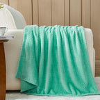NEWCOSPLAY Super Soft Throw Blanket Aqua Premium Silky Flannel Fleece Leaves Pattern Lightweight Bed Blanket All Season Use (Aqua, Throw(50"x60"))
