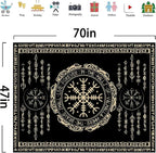 OSUNBD Nordic Vikings Tapestry Small 70x47inches Soft Flannel Vegvsir Symbol Amulet Celtic Rune Scandinavian Aesthetic Mythology Tapestry Wall Hanging for Bedroom Living Room Decor