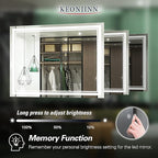 Keonjinn Large Bathroom Mirror with Light, 48 x 36 Inch LED Mirror for Bathoom, Frontlit Only, HD Tempered Glass, UL-Listed LED Driver, Anti-Fog, Dimmale 6000K, Easy Installation(Horizontal/Vertical)