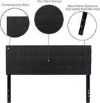 Flash Furniture Bedford Tufted Upholstered Headboard for Queen Size Bed, Contemporary Fabric Tufted Headboard with Adjustable Height, Black