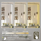 40x28 Inch LED Bathroom Mirror, Black Metal Framed Lighted Mirror for Bathroom, Wall Mouted LED Vanity Mirror with Lights, 3 Colors and Stepless Dimmable, Anti-Fog, Memory