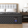 King Mattress, 14 Inch Hybrid Mattresses Black Euro Top Medium Firm for Back & Lumbar Support, 100 Night Trial, Individual Pocket Spring Bed for Motion Isolation & Pressure Relief