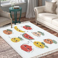 Boho Nursery Rug Cute Funny Fruits Characters Pear Banana Scandinavian Chic Area Rug Washable Rug Meditation Mat Minimalist Home Decor for Living Room Bedroom Playroom Classroom