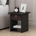 Furinno Dario End Table / Side Table / Night Stand / Bedside Table with Bin Drawer, 1-Pack, Espresso/Brown