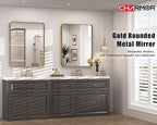 28x32 Gold Bathroom Mirror, Rounded Rectangle Gold Frame Mirror, Brushed Gold Brass Bathroom Vanity Mirror Wall-Mounted, Anti-Rust, Hangs Horizontally or Vertically