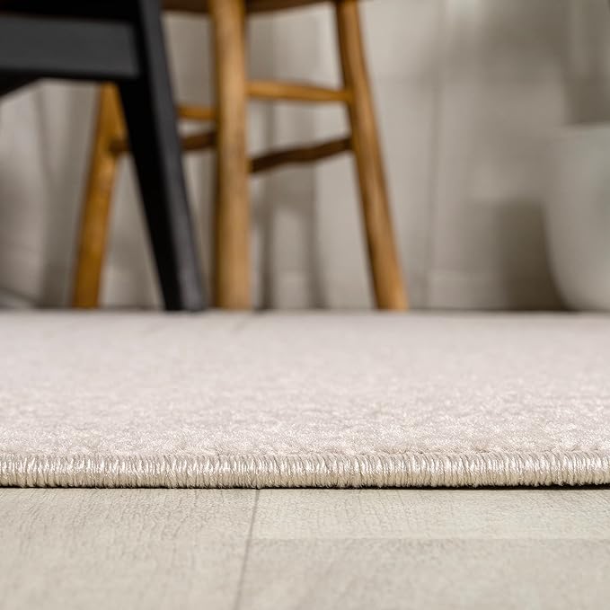 Eyely NCS101A-5R Scandinavian Odense Minimalist Angle Geometric Indoor Rug, Pet Friendly, Non-Shedding, Stain Resistant, Easy-Cleaning, Ivory/Cream, 5' Round, Indoor/Outdoor, Area Rug