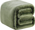 Polar Fleece Blankets Travel Size for The Bed Extra Soft Brush Fabric Super Warm Sofa Blanket 50" x 61"(Green Travel)