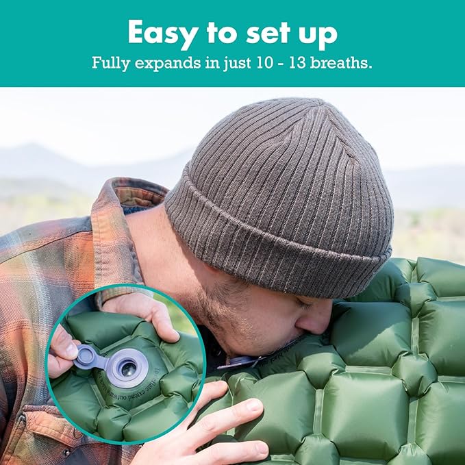 Ultralight Sleeping Mat - Inflatable & Compact Camping Air Mattress for Backpacking, Hiking- New