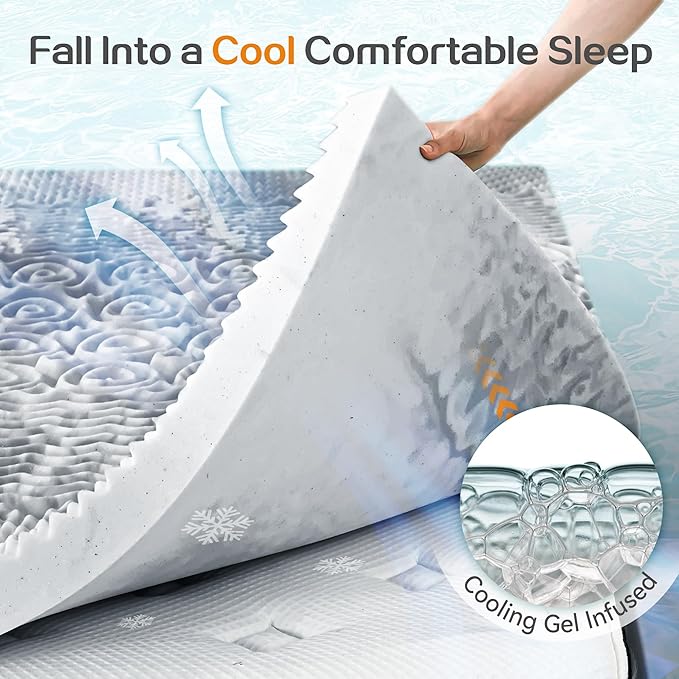 SINWEEK 2 Inch Mattress Topper 5-Zone Memory Foam Mattress Topper Pressure Relieve Soft Mattress Pad, CertiPUR-US Certified, Full Size, Gray