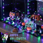 JMEXSUSS 2 Pack Purple and Green Fairy Lights Battery Operated, Total 200 LED 66ft Halloween Lights with Remote, 8 Modes Twinkle String Lights for Fireplace Mantel Porch Tree Centerpiece Wreath Decor